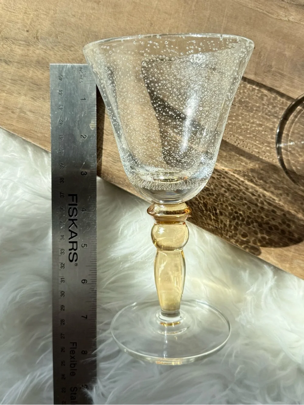 Pottery Barn Hand Blown Bubble Glass Wine Goblets Set of 2 Artisan Glass